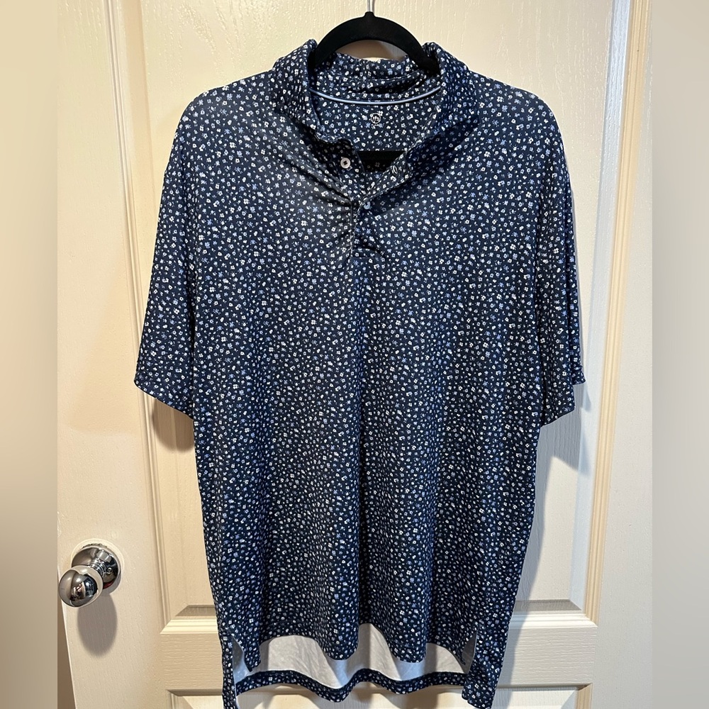 Ralph Lauren RLX Navy Floral Golf Shirt- Large